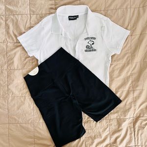 NWOT Peanuts Tennis cropped polo